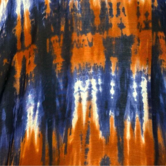 NWT EVEREVE Ronan Bindya Tie-dye Kimono One Size Fits Most Rust White Blue - Picture 8 of 14